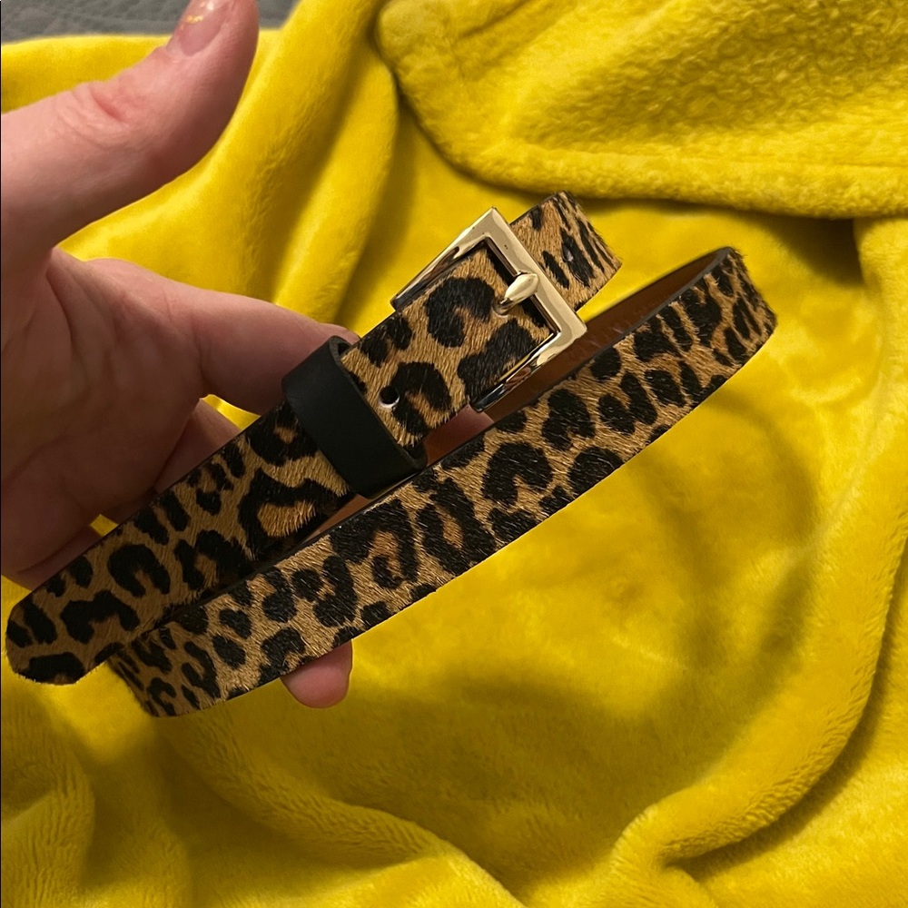Banana Republic Leopard Print Slim Belt with Gold Buckle